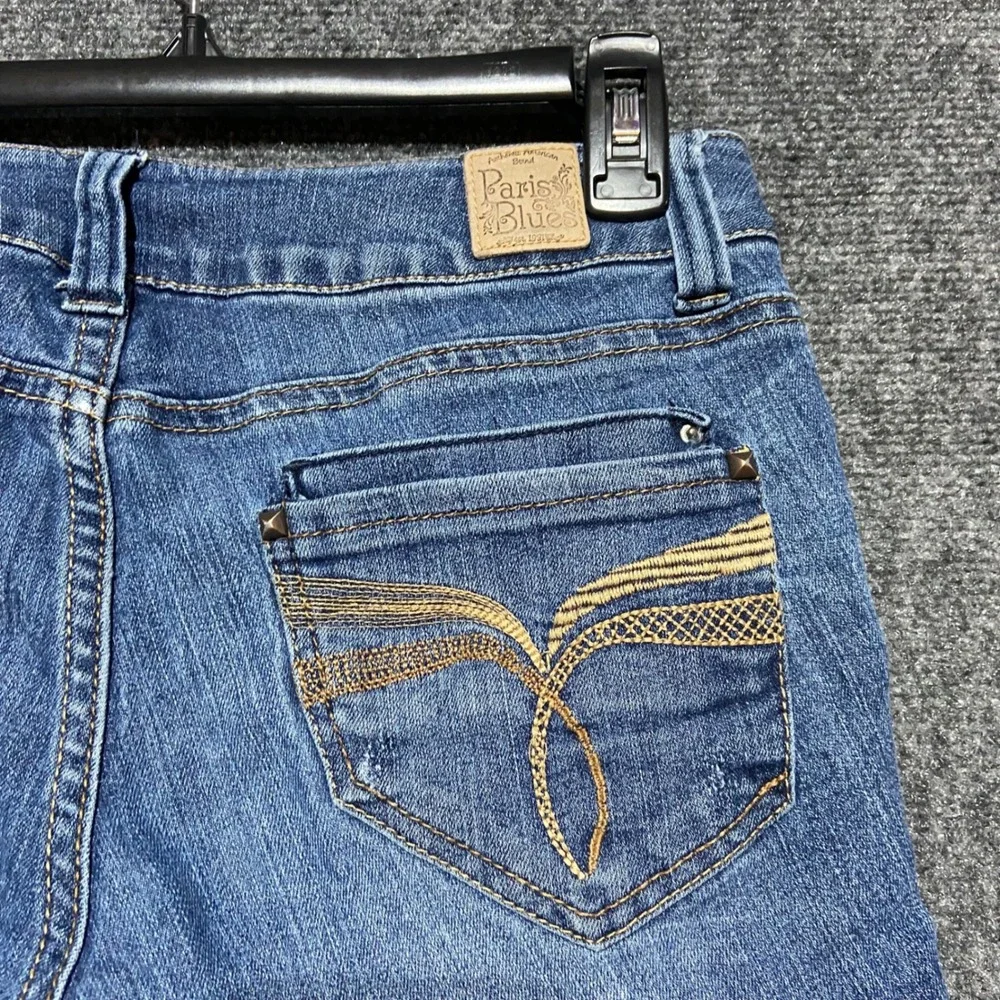 Paris Blues Y2K Low Rise Embroidered Studded Bermuda Denim Shorts Juniors 9
